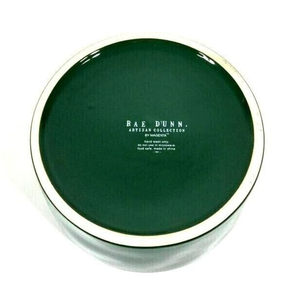 Rae Dunn Ceramic Dog Food or Water Bowl Christmas PAW HUMBUG Green - Picture 3 of 6